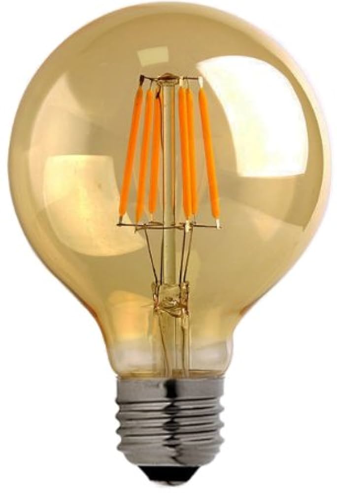 LED Filament Bulb G80, Amber Color Gilded Glass Body - 4W
