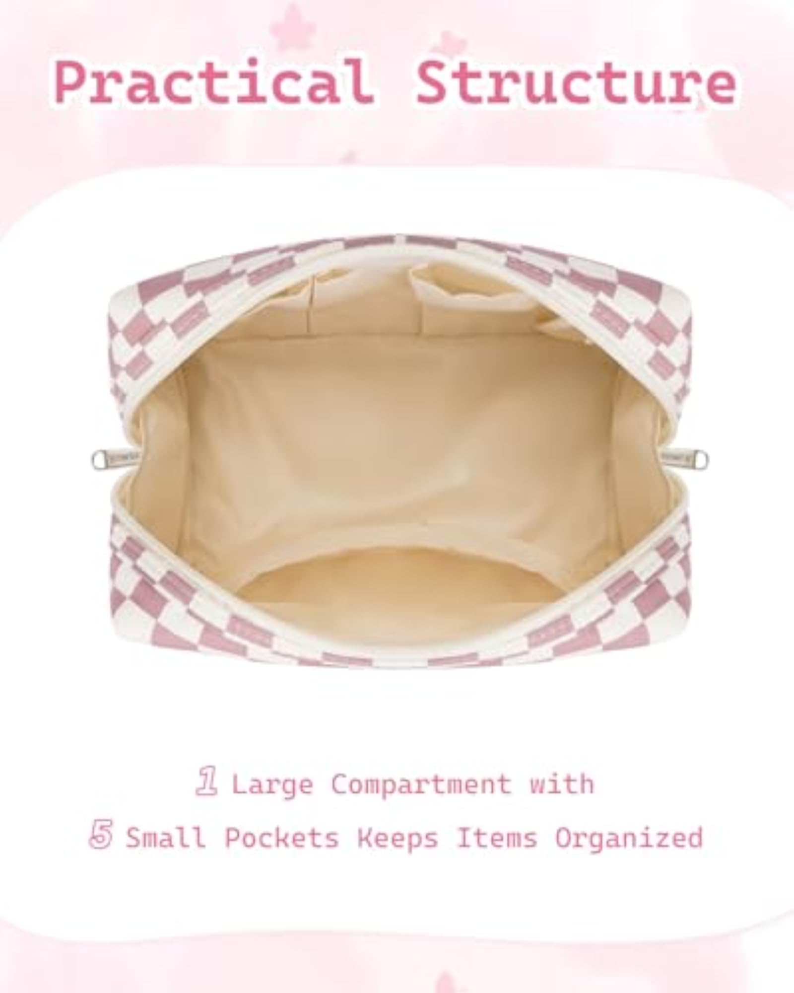 Personalized Initial Makeup Bag for Women, Travel Organizer
