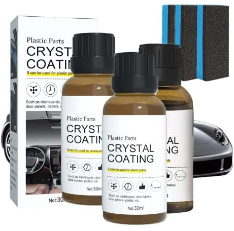 Image of KROYWEN Crystal Coating for Car and Bike Plastic Parts | 30ml PVC Restorer and Revitalizing Coating Agent | Maintenance Dashboard Plastic Cleaner Polish Shining | Pack of 3