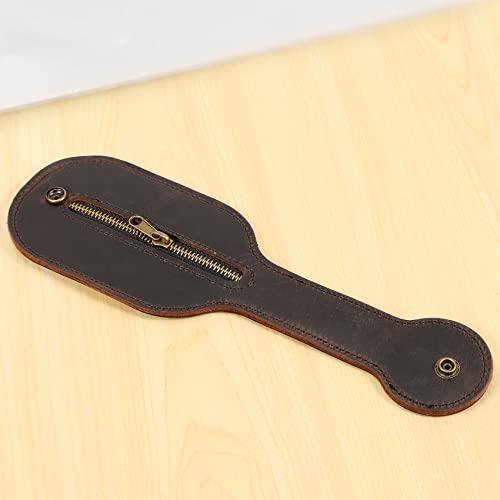 XIAOJUN Raquette en Cuir Boston Coin Poche en Cuir Épais pour Homme et Défense Multifonctionnel, marron, taglia – vue 5