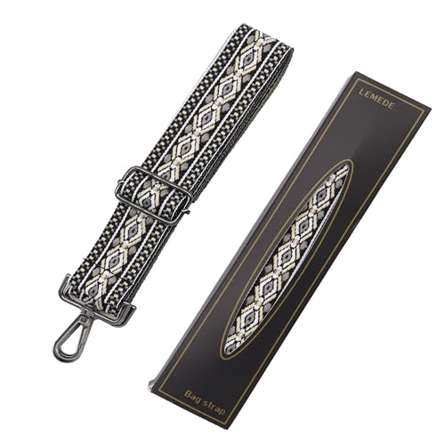 Image of LEMEDE Purse Strap Adjustable Replacement Crossbody Bag Straps Retro Jacquard Embroidery Shoulder Straps for Shoulder Bag
