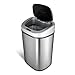 NINESTARS Automatic Touchless Infrared Motion Sensor Trash Can with Stainless Steel Base & Oval, Silver/Black Lid, 21 Gal