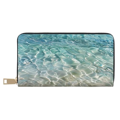 Clear Sea Water Printed Long Wallet for Women Men Cute Coin Purse with Card Holder