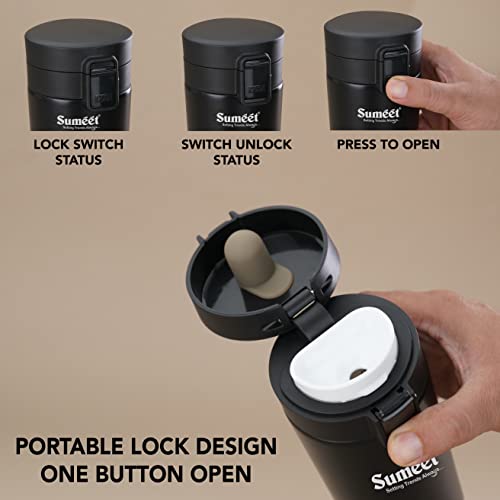 Image of Sumeet Stainless Steel Vacuum Hot & Cold Travel Mug /Tumbler for Drinks,Tea and Coffee, 350ML, Pack of 1, Black