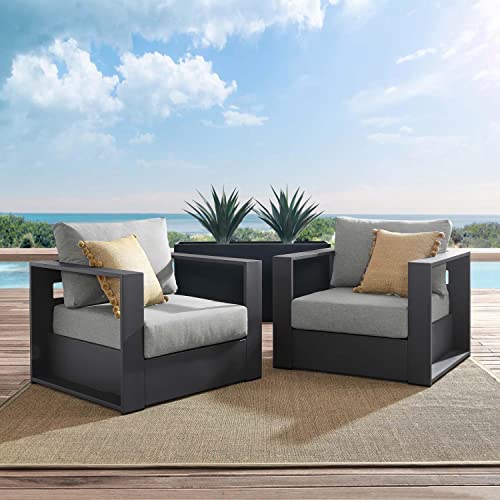 Modway Tahoe Fabric & Aluminum Outdoor Armchair in Gray (Set of 2) – product image 3