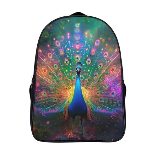 Mochila escolar de pavo real de lona de alta calidad con estampado
