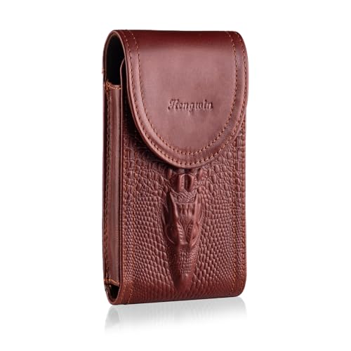 Étui de téléphone en cuir véritable rouge pour Samsung S24+ doté d'un clip ceinture en acier