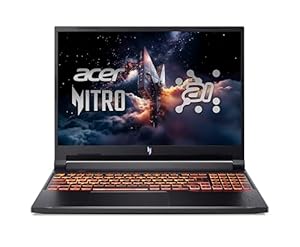 Acer Nitro V 16 AI (ANV16-42-R4QR) Gaming Laptop, 16" WUXGA IPS 180Hz Display, AMD Ryzen 7 260, 16 GB RAM, 1 TB SSD, NVIDIA GeForce RTX 5060, Windows 11, QWERTZ Tastatur, Black