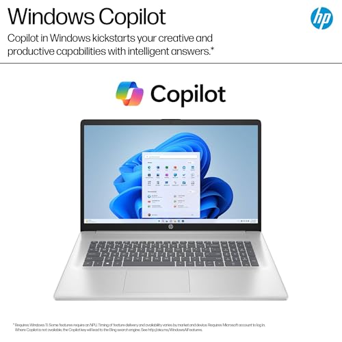 Image of HP 17 Touchscreen Laptop (17.3 inch HD+, 32GB RAM, 1TB SSD, AMD Ryzen 5 7430U (> Intel i5-1334U)), Webcam, Long Battery Life, Fast Charge, Numeric Pad, Win 11 Home w / Copilot, Business & Student