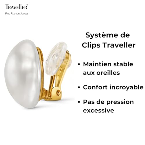 Boucles d'oreilles clip plaqué or perle baroque cadeau d'anniversaire idéal - 4