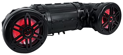 Image of Rockville RATV80L V2 Bluetooth ATV /UTV Speaker System, 600W, Dual 8 Woofers, LED Lighting, Waterproof, Wired Remote, Heavy-Duty Mounting, Perfect for Off-Road, Snowmobiles, and Marine Use | 600W Peak, 300W RMS, Waterproof, 3.5mm Aux, Handlebar Remote, 19 LED Modes, 20 Colors, Mounting Straps