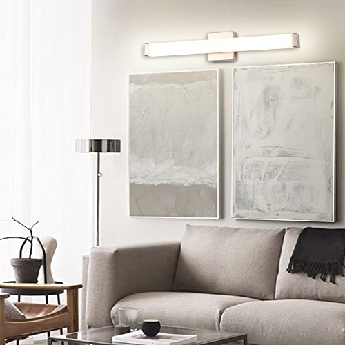 Image of 24 inch LED Vanity Light, 14W 5CCT Dimmable, Brushed Nickel | Wall Bar Light, Rust & Moisture Resistant, Dimmable 2700K-5000K, Energy-saving, moisture-proof, Dresser Bathroom over Mirror