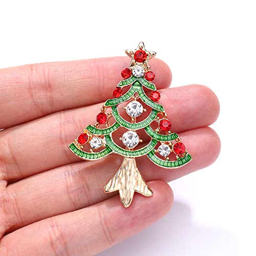 9 Pieces Christmas Brooch Pins For Women Rhinestone Winter Snowflake Christmas Tree Garland Reindeer Boots Brooch Enamel Candy Cane Bell Bow Knot Pins Set Vintage Poinsettia Brooch #TOP5