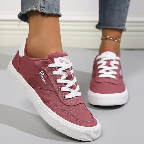 Womens Canvas Sneakers Lace Up Canvas Loafers Casual Non Slip Walking Shoes Classic Simple Flat Fashion Sneakers2