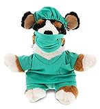 DolliBu Bernese Dog Doctor Plush Toy - Super Soft Bernese Dog Doctor Stuffed Animal Dress Up with Cute Scrub Uniform & Cap Outfit - Gift with Personalization - 8 Inch