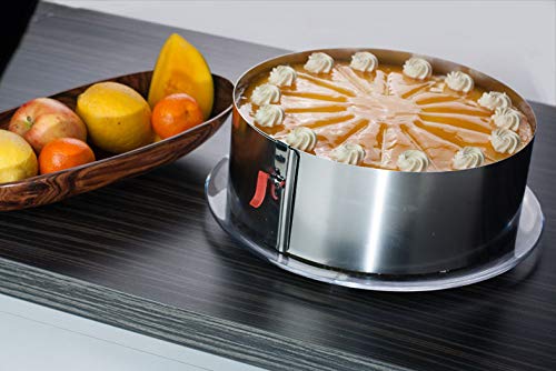 Foto von Lares Tortenring Verstellbar mit Klemmhebel Edelstahl | Skala | 18–30 cm | Made in Germany | 10 cm hoch | Verstellbarer Kuchenring rund | Spülmaschinengeeignet
