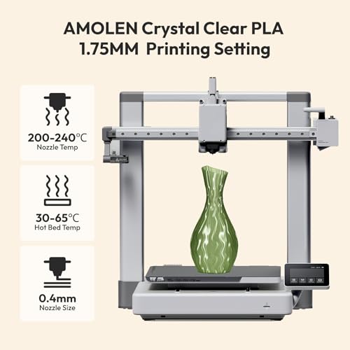 Image of AMOLEN Translucent PLA Filament 1.75mm, Transparent 3D Printer Filament, Crystal PLA Olive Green, NO-Tangle & Low Warping, Spool 1KG, Dimensional Accuracy + /- 0.02 mm, Fits Most FDM 3D Printers
