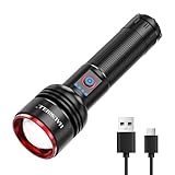HAUSBELL 2025 Super Bright Flashlight 200000 Lumens, 74H Runtime, USB-C Rechargeable Flashlights, IPX4 Waterproof, 3 Modes with Stepless dimming, Tactical Flashlight for Camping, Emergencies, Outdoor