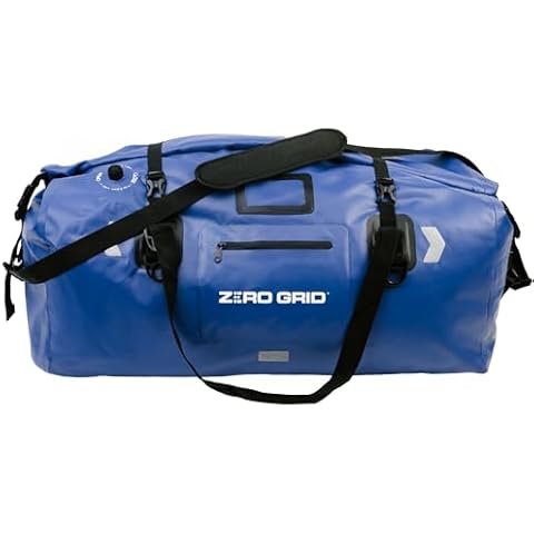Extra Large Waterproof Duffel Bag - Heavy-Duty Duffle Dry Bag with Welded Seams & Rfid Pockets - Roll Top XL Duffel Bags for Traveling, Camping, Kayaking, Fishing, Canoeing, Boating - 90L, Blue Cover