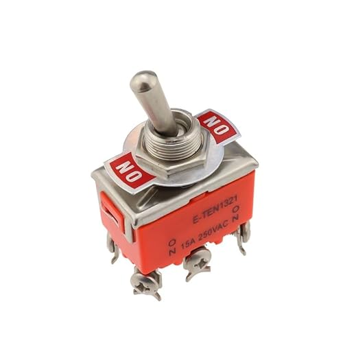 IDGTTLDF 1pc SPST DPDT 250V 15A Toggle Switch Latching on-on E-TEN1321 6pin