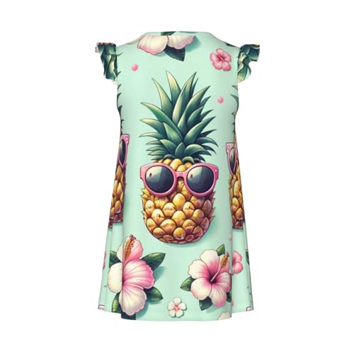 Augenstern Flutter Sleeve Nightgown Pajama Gown Pineapple-With-Glasses-Floral Easy Pull-On Sleepwear Nightdress2