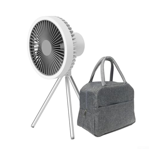 Ventilador de trípode portátil con carga USB, gran compañero para picnics o relajarse en casa con múltiples opciones de velocidad (con blanco claro)