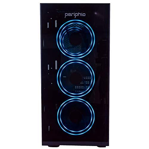 Periphio Gaming Desktop Computer Tower PC, Intel Quad Core i5 3.1GHz, 8GB RAM, 128GB SSD + 1TB 7200 RPM HDD, Windows 10, GeForce GTX 1650 4GB Overclocked Edition Graphics Card RGB HDMI Wi-Fi (Renewed)
