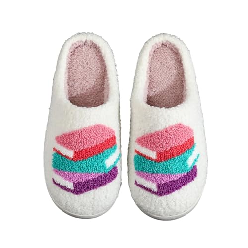 Womens Mens Plant Animal Fruit Slippers Retro Cozy Fluffy Plush Slipper Embroidered printing Warm Memory Foam Indoor Outdoor House Shoes