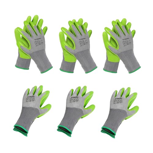 WORKPRO Gartenhandschuhe Damen 6 Paar Arbeitshandschuhe Größe M Rutschfeste & Atmungsaktive Handschuhe für Gartenarbeit DIY & Outdoor Grün