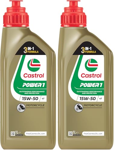 Castrol POWER1 4T 15W-50 Aceite de Moto 1L (Paquete de 2)