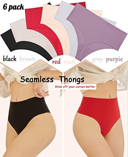 Knowyou High Waisted Thongs for Women Seamless Underwear for Women No Show Sexy Breathable