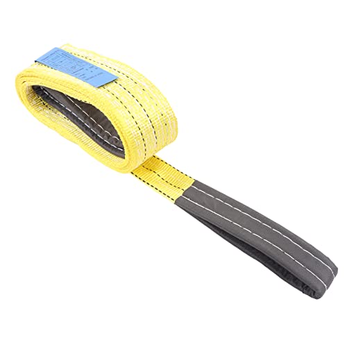 MOUMOUTEN Flat Lifting Rope, 3T Flat Lifting Rope with Double Buckles Polyester Webbing Lift Strap for Industrial Crane 2 Meters