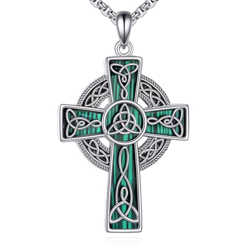 Dragon Sword/Santa Muerte/Celtic Cross/Orthodox/Anchor/Compass/Fish Hook/Arrowhead/Trident/Pentagram Necklace 925 Sterling Silver Pendant Necklace Father's Day Gift for Men Women