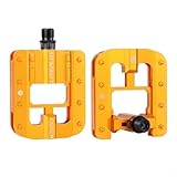 Entgoinggo Für Liteplus Klappradpedale aus Aluminiumlegierung, MTB-Pedale mit rutschfesten Nägeln und Reflektoren, schnell faltbares Design für platzsparende Lagerung, Fahrradteile (Gold)