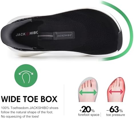 JACKSHIBO Mens Slip in Free up Hands Shoes Wide Toe Box Arch Support Orthopedic Walking Sneakers Cushioned Thick Zero Drop Sole Metatarsal Pads - Image 4