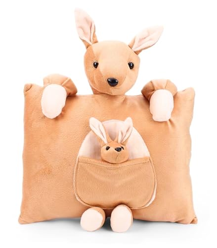 Image of Tickles Kangaroo Cushion Stuffed Soft Plush Toy for Kids Boys & Girls (Size: 35 cm Color: Brown 35 cm)