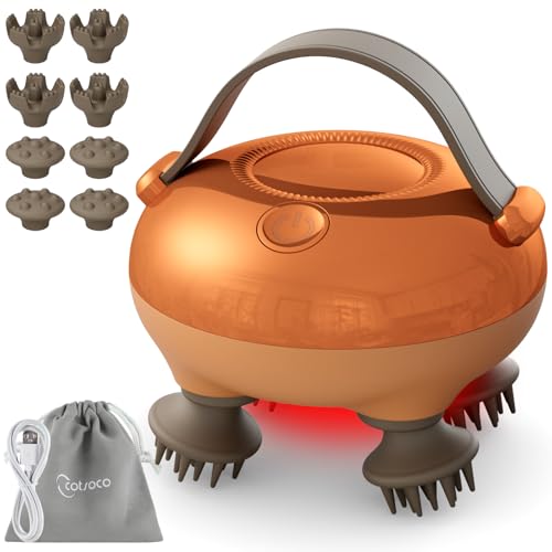 cotsoco Electric Cordless Head Scalp Massager with 3 Types Massage Heads, Handheld Portable Head...