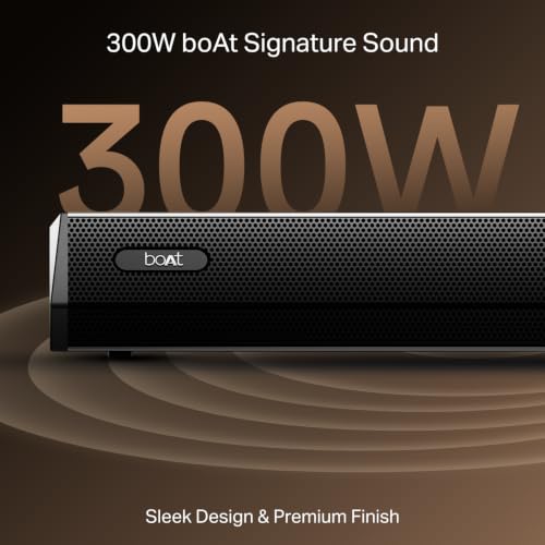 Image of boAt Aavante Bar Prime B300 with Subwoofer and Dual Rear Speakers, 300W RMS Output, 5.1 Channel, Multi-Connectivity, EQ Modes, & BT v5.3 Soundbar with Powerful Signature Sound (Charcoal Black)