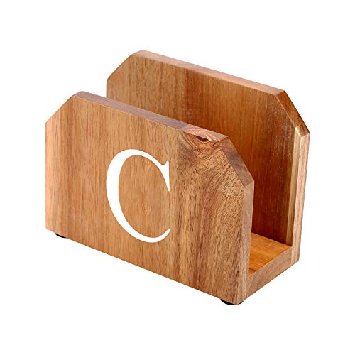One-Day Sale: Up to 50% Off Acacia Wood Napkin Holder Paper Napkin Holder for Kitchen Tables and Counter Tops Customizable with Name Personalized Gifts Vintage Modern Decoration (Monogram C)