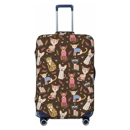 Artsy Cute Painted Cats Luggage Cover Protector Anti-Scratch Washable Fits 18-32 Inch Luggage-Medium