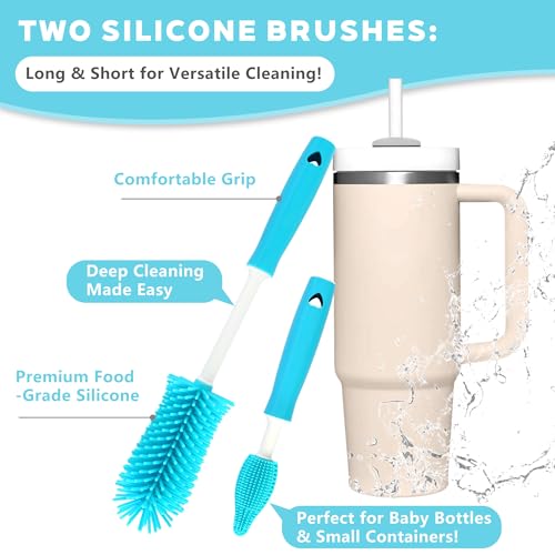Image of Sosmar 6 Pack Water Bottle Cleaner, Stanley Cup Cleaner Brush Kit with Long Silicone Bottle Brush, 3 Size Straw Cleaner Brush, 4 in 1 Bottle Gap Cleaner Tumbler, Sports Water Bottle
