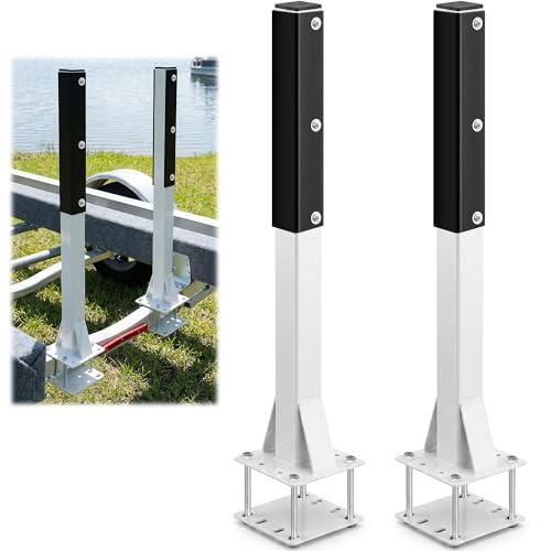 Desunqin Pontoon Boat Trailer Guides Poles Kits 2PCS Heavy Duty Boat Trailer Side Bunks with Rubber Sleeves Boat Trailer Accessories for Fishing Boat Ski Boat Sailboat Loading Unloading