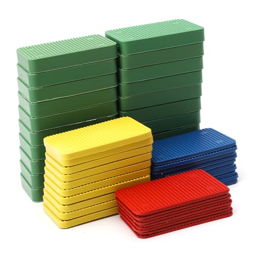 APOMOONS 50 Piezas 60x40 MM Espaciadores Universales Calzos de Plástico Placas Niveladoras de Plástico Bloques Espaciadores Cuñas Calzos Tamaño 10MM 20 Piezas 3MM 5MM 1,5MM 10 PCS Cada Uno