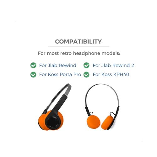 4 Pcs Replacement Earpads Cushion para auriculares JLAB Rewind, Rewind 2, Koss Porta Pro, KPH40, cubierta gruesa de espuma suave color negro y naranja miniatura 3