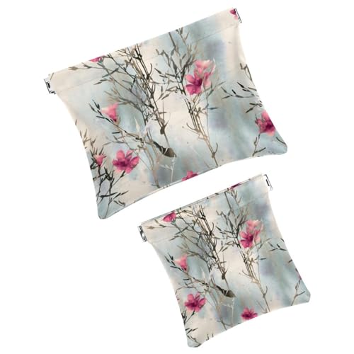 Borsa cosmetica tascabile a forma di fiore rosa dipinta a mano borsa per trucco impermeabile mini da viaggio portatile senza cerniera a chiusura automatica per cosmetici cuffie gioielli