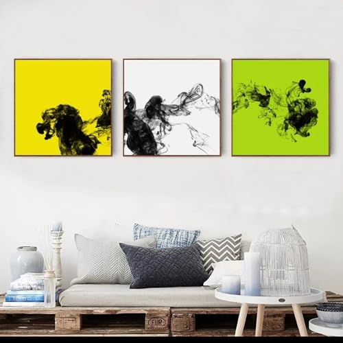 Peinture à l'encre ensemble 3 pièces toile triptyque abstrait 80x80 moderne salon