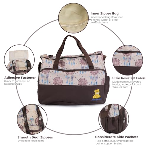 Image of Moclever 5Pcs Baby Nappy Diaper Bags Set-Baby Bags for Mom,Waterproof Maternity Bags with Bottle Bag,Food Bag&Changing Pad For Mom Dad