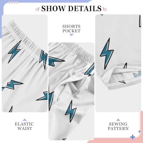 Boys' Pants Blue Lightning Bolts Long Bottoms Jogger Pants Elastic Waist Trousers with Pockets S-XL4