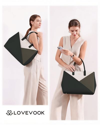 Image of LOVEVOOK Laptop Work Tote Bag for Women with Large Cup Holder, 17.6 Inch