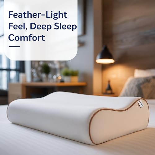 Image of Sleepwell Zenn Classic Foam Pillow | Soft Polyurethane HR Foam | White | Back, Side & Stomach Sleeper Support | Washable Micro Peach Cover | 24 x 16 inches | Pack of 1